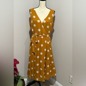 Liz Claiborne Mustard Polka Dot Midi Dress